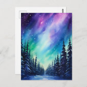 Waterverf noorderlicht aurora borealis briefkaart (Voorkant / Achterkant)