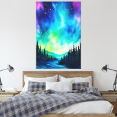 Waterverf noorderlicht aurora borealis canvas afdruk (Insitu (Slaapkamer))