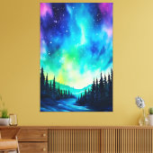 Waterverf noorderlicht aurora borealis canvas afdruk (Insitu (Woonkamer))