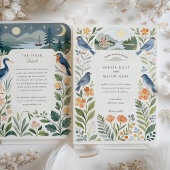 Waterverf Nordic Forest Birds Wedding Kaart