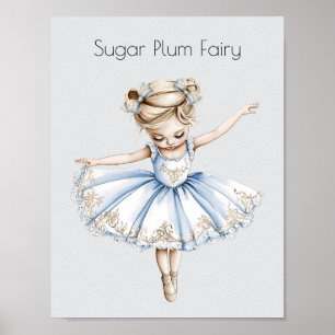 Waterverf Notenkraker Ballet Kerstballerina Poster
