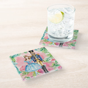 Waterverf Notenkraker en Clara Christmas Glazen Onderzetter