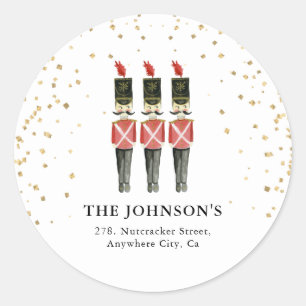 Waterverf Notenkraker Kerst Retouradres Ronde Sticker