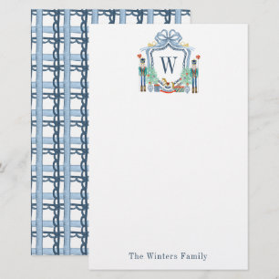 Waterverf Notenkraker Monogram Crest Christmas Briefpapier