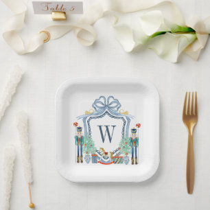 Waterverf Notenkraker Monogram Crest Christmas Papieren Bordje