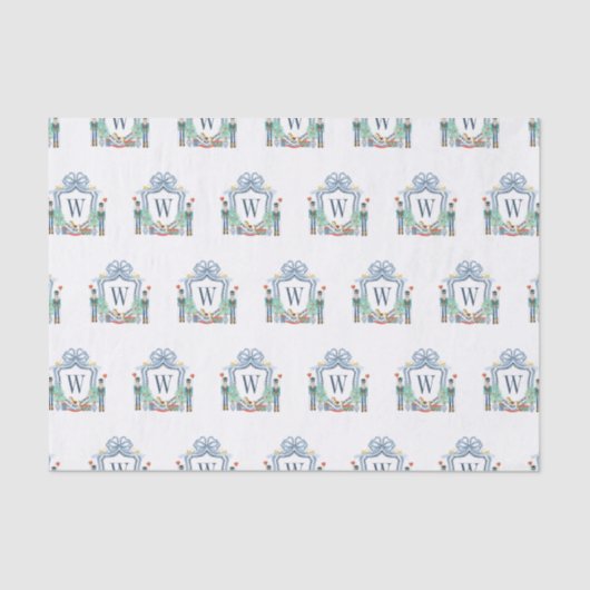 Waterverf Notenkraker Monogram Crest Christmas Tissuepapier (Voorkant)