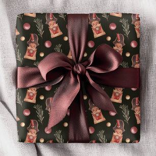 Waterverf Notenkraker Spar Kerstpatroon Cadeaupapier