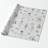 Waterverf Notenkrakerspatroon Cadeaupapier (Uitgerold)