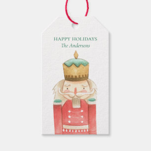 Waterverf Nutkraker Holly Kerstfeestdag Cadeaulabel