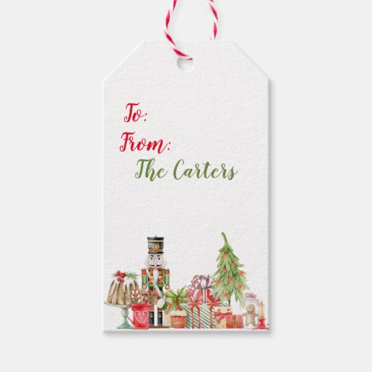 Waterverf Nutkraker Thlekte Label met kerstcadeaus Cadeaulabel (Voorkant)