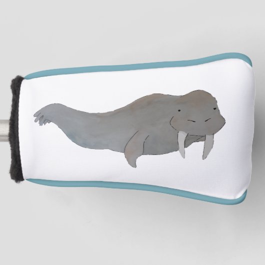 Waterverf Oceaan Dier Walrus Golfheadcover (Voorkant)