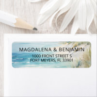 Waterverf Oceaan Kust Op Het Strand Trouwen