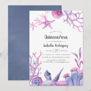 Waterverf Oceaan Leven Quinceañera Kaart