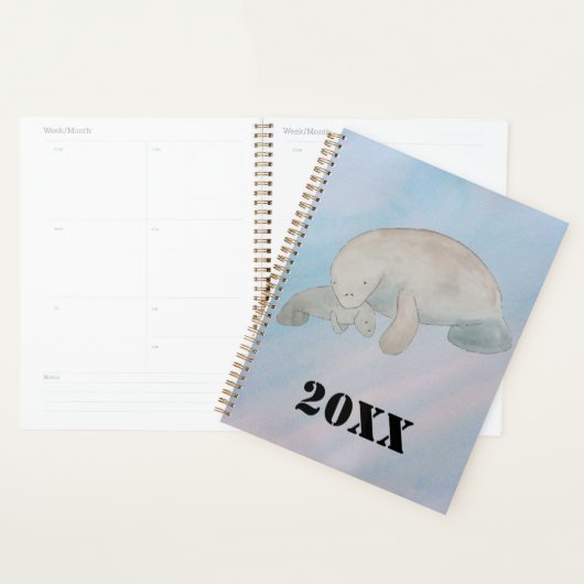 Waterverf Oceaan Moeder Baby Manatee Planner (Display)