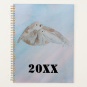 Waterverf Oceaan Moeder en Baby Harp Seal Planner (Voorkant)