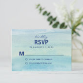 Waterverf Oceaan RSVP /Huwelijksreactiekaarten (Staand voorkant)
