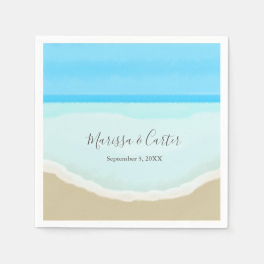 Waterverf Oceaan Strand Bruiloft Servet (Voorkant)