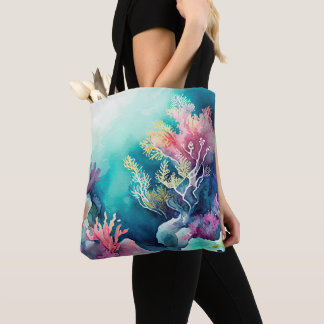 WATERVERF OCEAAN-STROOM MET CORAL REEF-PLANTEN DRAAGTAS