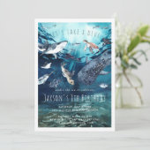 Waterverf oceaan | Uitnodiging van de partij Birth (Staand voorkant)