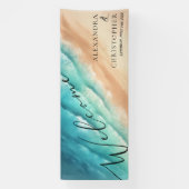 Waterverf Oceaan Zee Blauw Water Spandoek (Verticaal)