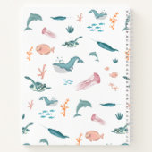 Waterverf Oceaan Zee Dieren Monogram Notitieboek (Achterkant)