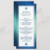 Waterverf Oceaan Zeester Strand Bruiloft Menu (Voorkant / Achterkant)