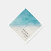 Waterverf Oceaan Zomer Blauwe Strand Bruiloft Servet (Hoek)