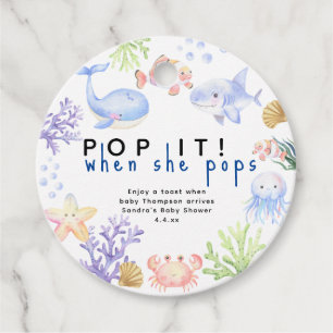 Waterverf oceaandieren - pop het! Wanneer ze poppe Bedankjes Labels