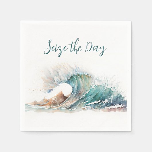 Waterverf oceaangolf servet (Voorkant)