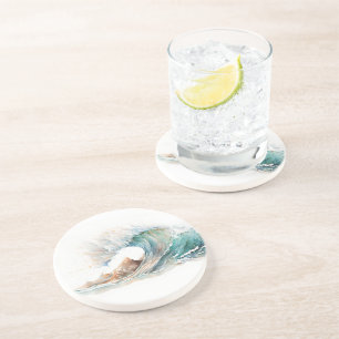 Waterverf oceaangolf zandsteen onderzetter