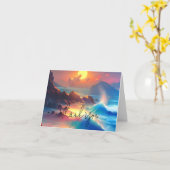 Waterverf oceaangolven aanpasbaar kaart (Gele Bloem)