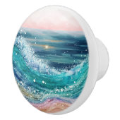 Waterverf oceaangolven keramische knop (Rechts)