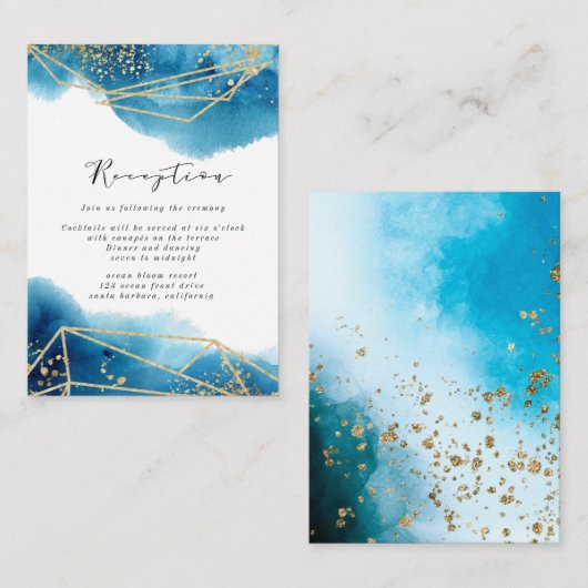 waterverf oceaanhemelse ontvangst informatiekaartje (Voorkant / Achterkant)