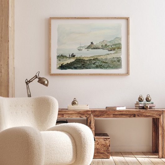 Waterverf oceaanlandschap Poster