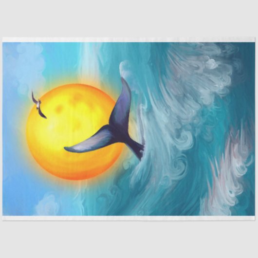 Waterverf oceaanwalvis ontkoppeling tissuepapier (Voorkant)