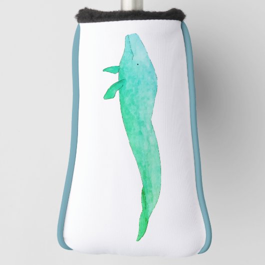Waterverf Ocean Animal Turquoise Green Whale Golfheadcover (Draai 90)