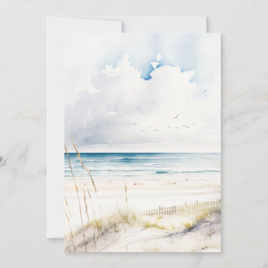 Waterverf Ocean Beach Bestemming Bruiloft Kaart (Achterkant)