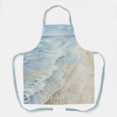 Waterverf Ocean Beach en Waves Schort (Voorkant)