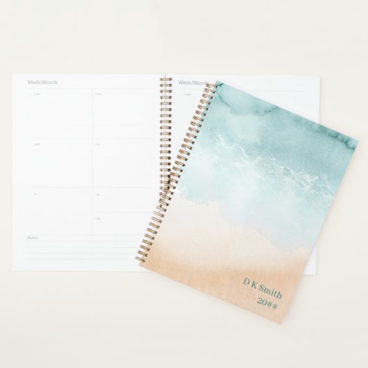 Waterverf Ocean Beach - gepersonaliseerde planner (Display)
