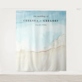 Waterverf Ocean Beach Zomer Bruiloft Achtergrond Wandkleed (Voorkant)