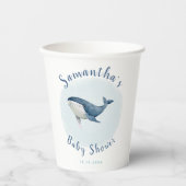 Waterverf Ocean Blue Whale Cute Boy's Baby shower Papieren Bekers (Voorkant)