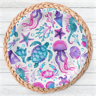 Waterverf Ocean Creatures Under the Zee Verjaardag Papieren Bordje