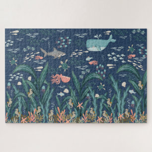 Waterverf Ocean Kelp Forest Zoek en zoek kunst Legpuzzel