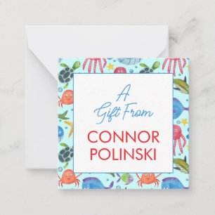 Waterverf Ocean Life een cadeau van Boys Enclosure Notitiekaartje