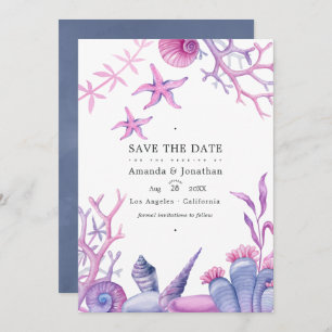 Waterverf Ocean Life Nautical Wedding Foto Save The Date