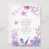 Waterverf Ocean Life QR Code Nautical Wedding Kaart (Voorkant)