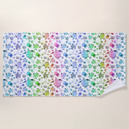 Waterverf Ocean Life - Regenboogkleuren Strandlaken