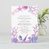 Waterverf Ocean Life Wedding Kaart (Staand voorkant)