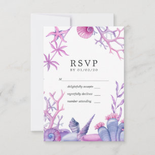 Waterverf Ocean Life Wedding RSVP Kaartje