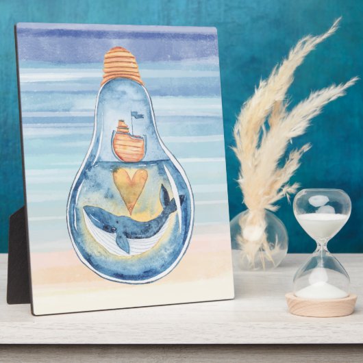 Waterverf Ocean Light bulb Humpback Whale Fotoplaat (Zijkant)